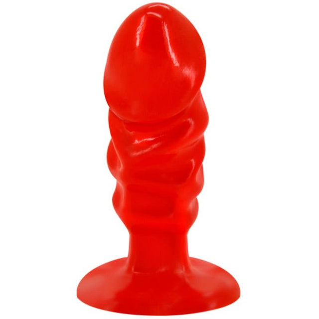 Baile Analplug in Rot mit Rippen — schräge Ansicht