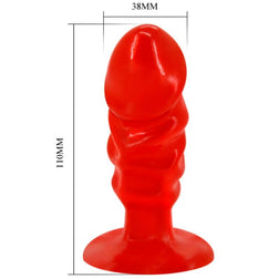 Baile Analplug in Rot mit Rippen — Maße 11 × 3,8 cm