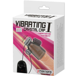Masturbateur homme Stimulateur de gland vibrant Crystal Cap — 3 positions en TPR transparent vu de face