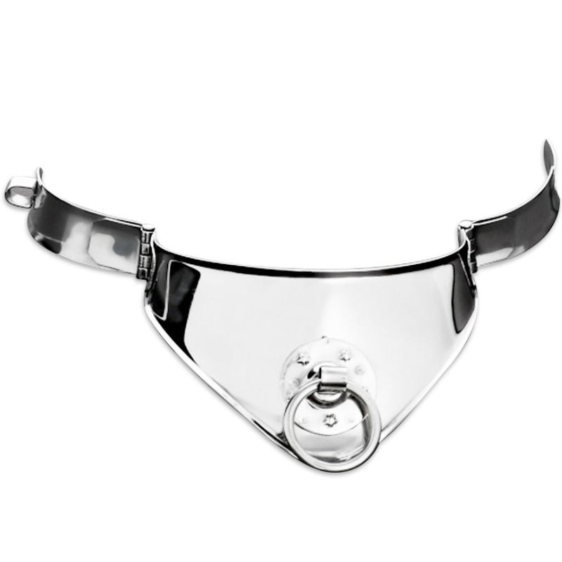 Collier de soumission acier poli avec cadenas 12,5 cm — vue de profil