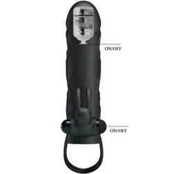 Gaine pénienne vibrante avec stimulateur 14 cm — en situation