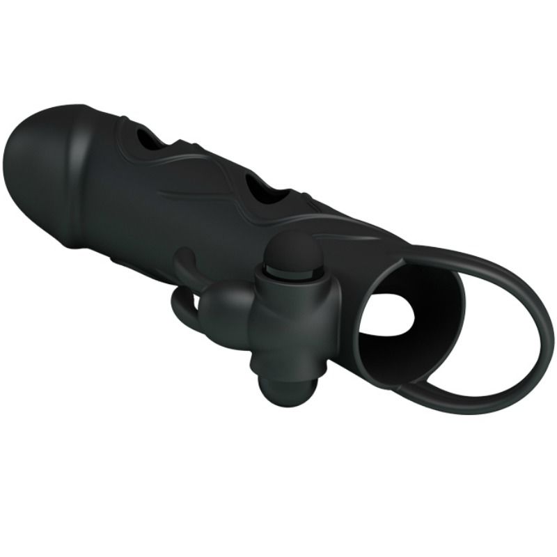 Gaine pénienne vibrante avec stimulateur 14 cm — texture visible