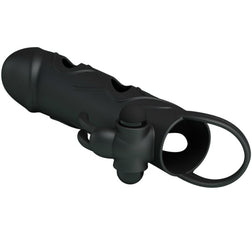 Gaine pénienne vibrante avec stimulateur 14 cm — texture visible