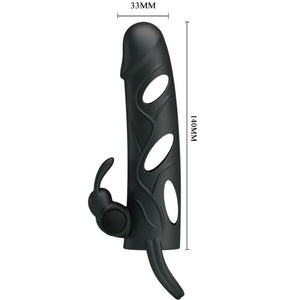 Gaine pénienne vibrante avec stimulateur 14 cm — autre angle