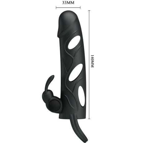 Gaine pénienne vibrante avec stimulateur 14 cm — autre angle