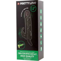Gaine pénienne vibrante avec stimulateur 14 cm — vue de profil