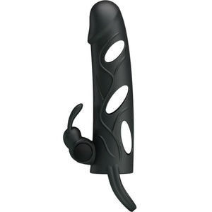 Gaine pénienne vibrante avec stimulateur 14 cm — emballage