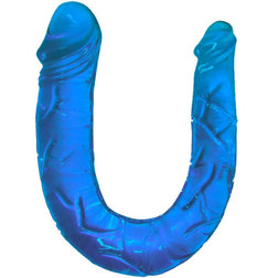 Double dong souple en U 30,5 cm bleu — vue de profil