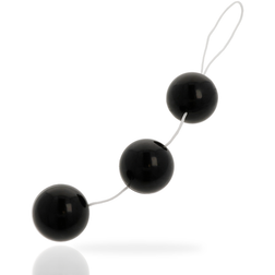 Trois boules noires lisses reliées par un cordon blanc