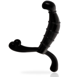 Stimulateur prostatique courbé nervuré 14 cm — vue de profil