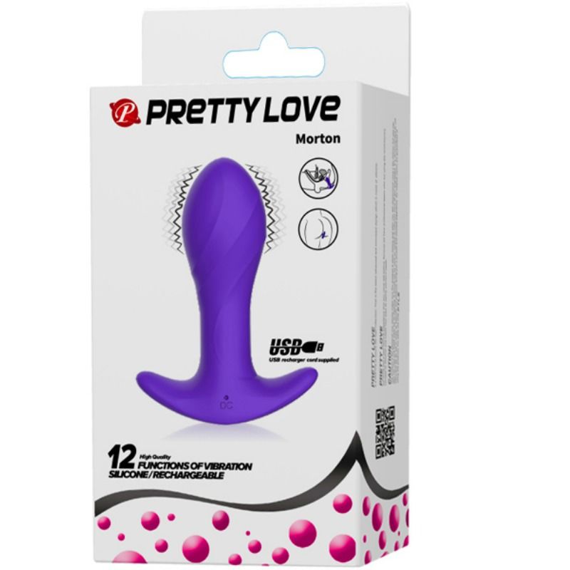 Plug vibrant prostatique 12 modes silicone lilas — vue de profil