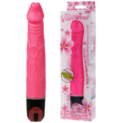 Gode vibro rose texturé 21,5 cm — vue de face