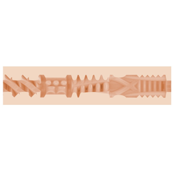 Close-up of the ribbed internal texture of the realistic anus male masturbator