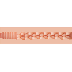 Close-up of the masturbator's ribbed internal TPE texture