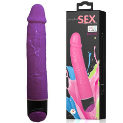 Gode vibrant violet veiné toucher peau 23 cm — Adour Club — vue de face