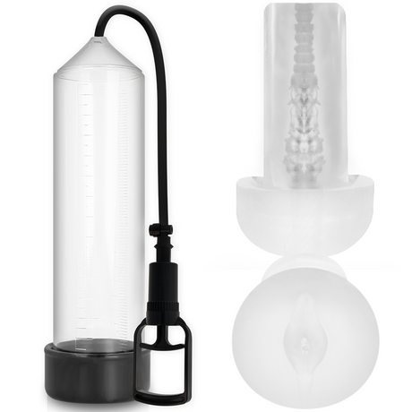 Pompe à pénis + masturbateur — RX7 Transparente · Pump Addicted · Pompes & gaines