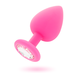 Plug anal Shelki S fuchsia 7,2 cm — vue produit de profil.