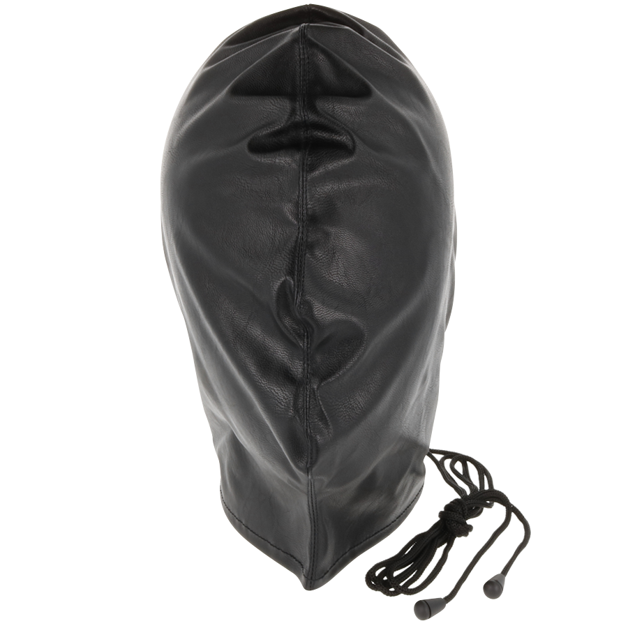 Cagoule Subjugation noire vue de face avec cordon de serrage