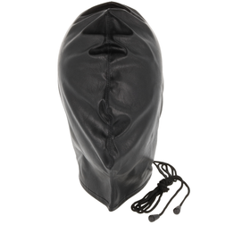 Cagoule Subjugation noire vue de face avec cordon de serrage