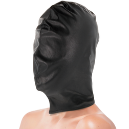 Cagoule BDSM intégrale noire portée de profil