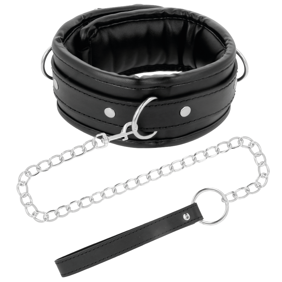 DARKNESS COLLIER EN CUIR SOUPLE AVEC CHAINE