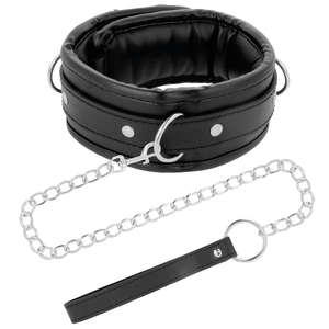 DARKNESS COLLIER EN CUIR SOUPLE AVEC CHAINE