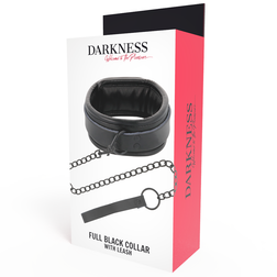 Collier de posture cuir rembourré et laisse chaîne — Full Black Collar