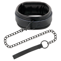 Collier de posture cuir rembourré et laisse chaîne — Full Black Collar