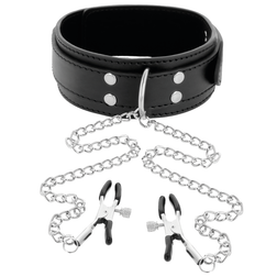 DARKNESS COLLIER AVEC PINCES NIPPLE NOIR