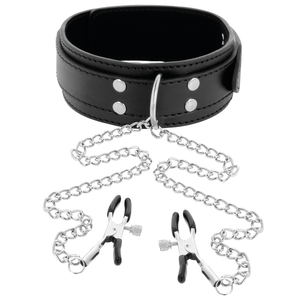 DARKNESS COLLIER AVEC PINCES NIPPLE NOIR