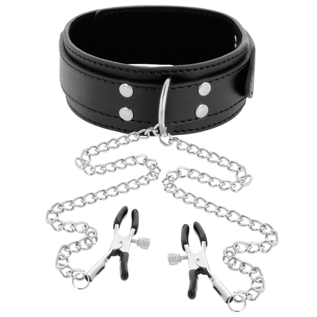 DARKNESS COLLIER AVEC PINCES NIPPLE NOIR