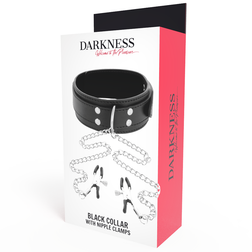 DARKNESS COLLIER AVEC PINCES NIPPLE NOIR
