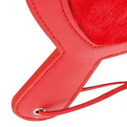 Paddle en cuir cœur rouge vif et fourrure — image 2
