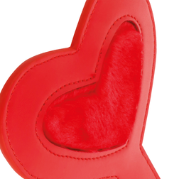 Paddle en cuir cœur rouge vif et fourrure — image 3