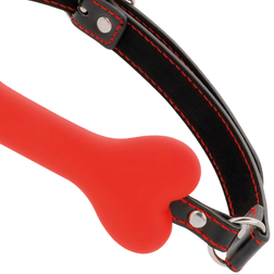 Bâillon pet play os en silicone rouge — Bone Gag