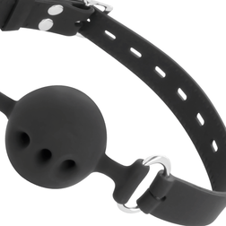 Bâillon boule respirante en silicone perforé noir