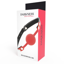 Bâillon boule pleine en silicone rouge, sangle noire