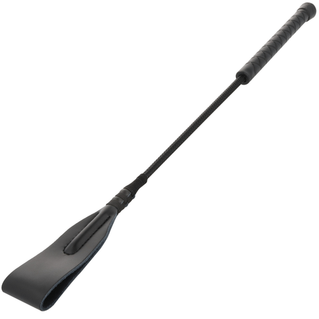 Fouet Cravache claquette cuir noir véritable 45 cm noir vu de face