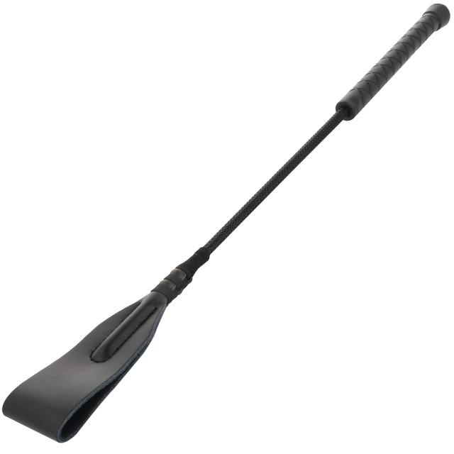 Fouet Cravache claquette cuir noir véritable 45 cm noir vu de face