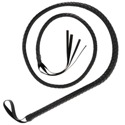 Fouet long tressé de 210 cm noir à mèches plates