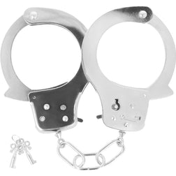 Menottes police métal chromé 2 clés et cliquet