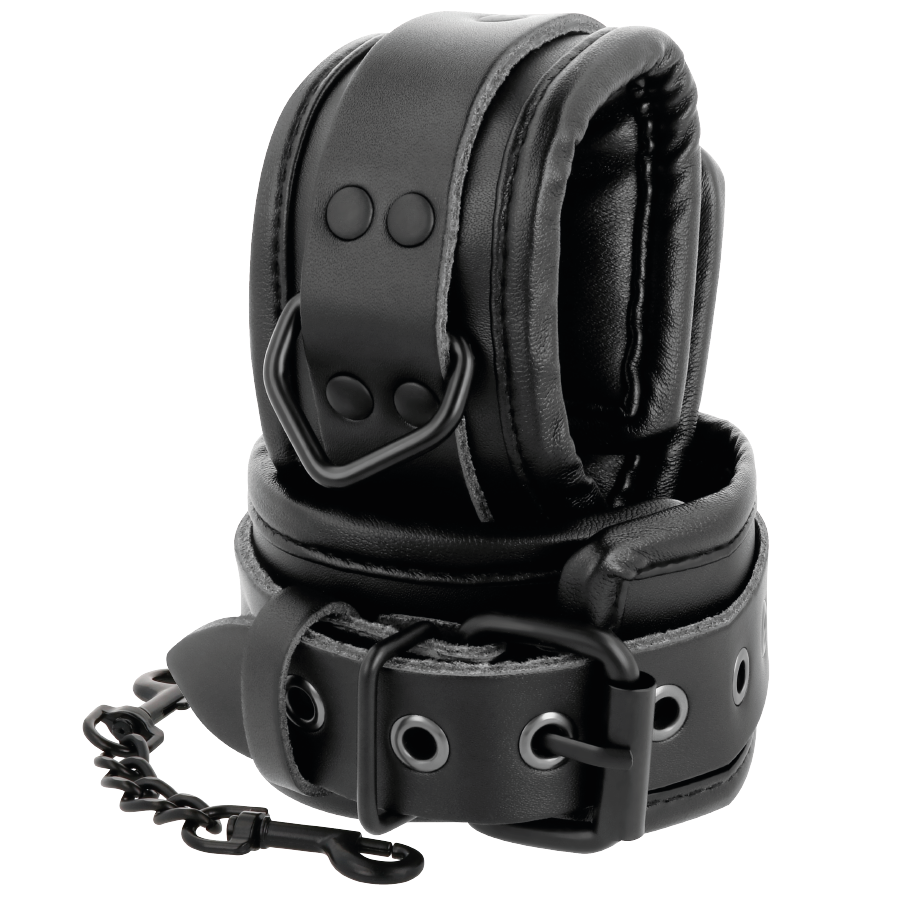 DARKNESS MENOTTES DE CHEVILLE AJUSTABLES CUIR NOIR