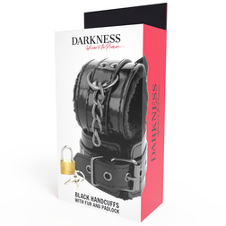 Menottes noires vernies doublées fourrure avec cadenas
