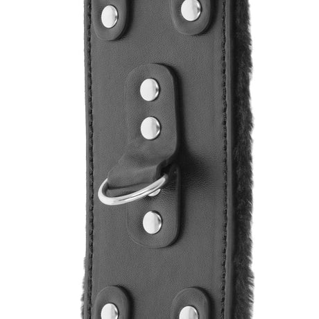 DARKNESS MENOTTES AJUSTABLES EN CUIR NOIR AVEC DOUBLURE