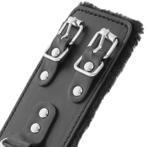 DARKNESS MENOTTES AJUSTABLES EN CUIR NOIR AVEC DOUBLURE