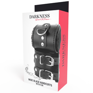 DARKNESS MENOTTES AJUSTABLES EN CUIR NOIR AVEC DOUBLURE