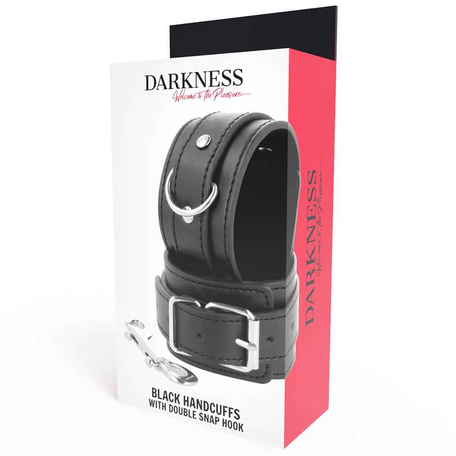 DARKNESS MENOTTES REGLABLES NOIRES AVEC DOUBLE RUBAN DE RENFORT
