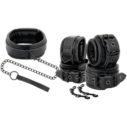 Kit bondage complet 8 pièces simili cuir noir