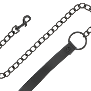 DARKNESS MENOTTES ET COLLIER EN CUIR NOIR