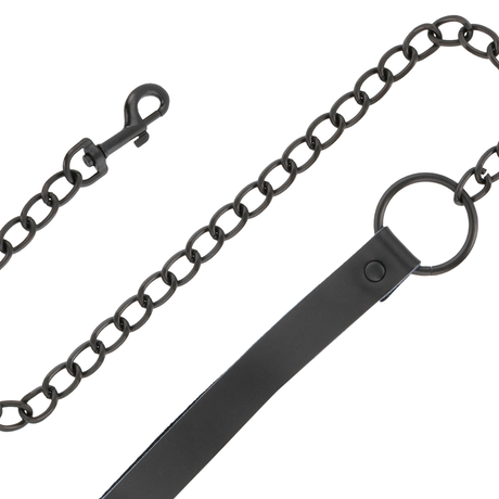 DARKNESS MENOTTES ET COLLIER EN CUIR NOIR